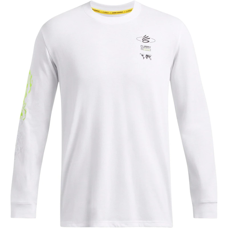 Image of Under Armour Curry Verbiage Heavyweight Long Sleeve T-Shirt Adults - White White S