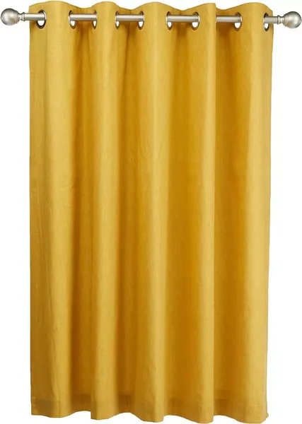 Image of Fusion Sorbonne 100% Cotton Pair of Eyelet Curtains Eyelet Curtains 66x54in Yellow 76465513004