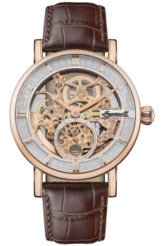 Image of Mens Ingersoll I00401B The Herald Automatic Brown Strap Wristwatch