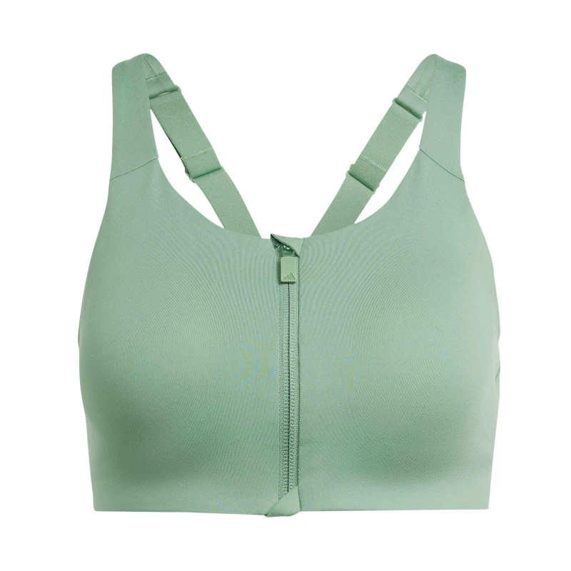 Image of adidas Womens Lux Zipped High Impact Sports Bra Green female 30A