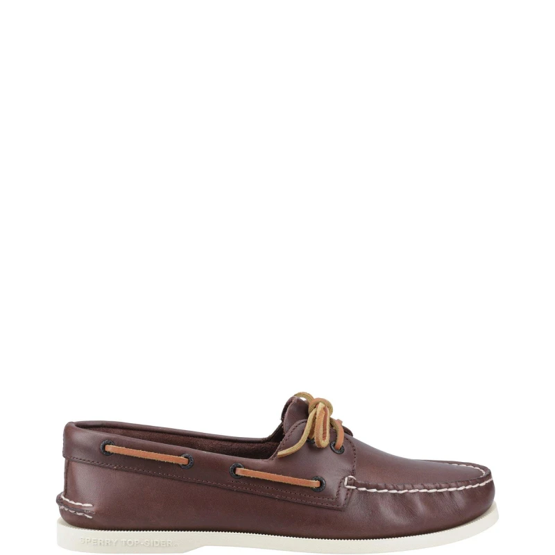 Image of Sperry Men Authentic 2 Eye Wide Fit Boat Shoe in Brown Size: 9 Brown 9 Male 627756021372