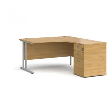 Image of Maestro 25 right hand ergonomic desk 1400mm with silver cantilever