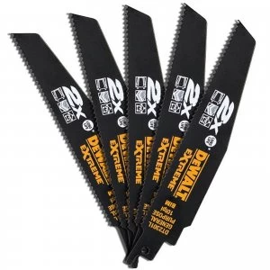 Image of DEWALT Extreme 2X Life General Purpose Reciprocating Saw Blades 152mm Pack of 5