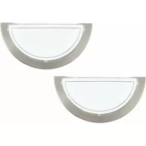 Image of 2 pack Wall Light Colour Satin Nickel Shade White Clear Glass Painted E27 1x60W