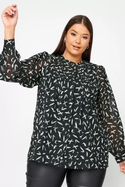 Image of Yours Printed Chiffon Blouse Black