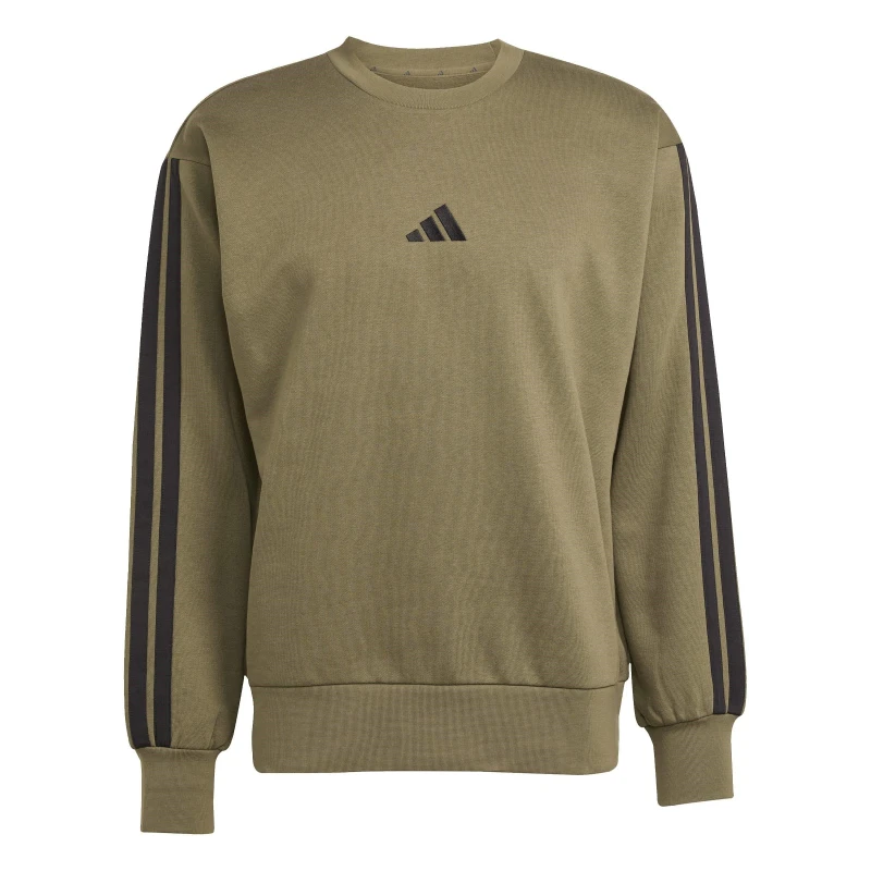 Image of adidas Essentials 3-Stripes Fleece Sweatshirt Mens Olive Strata male XL