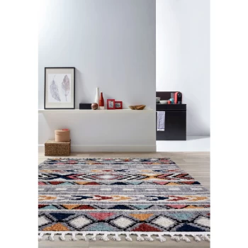 Image of Cyrus CY01 Zara 120cm x 170cm Rectangle - Grey and Multicoloured