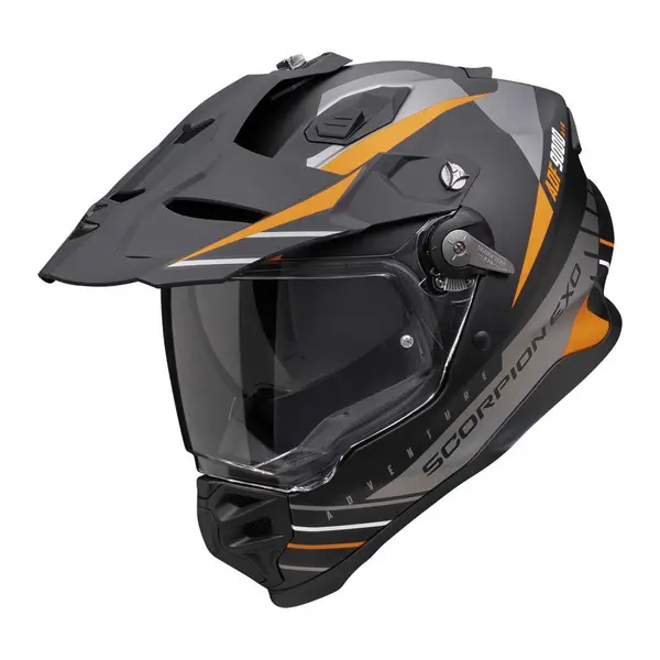 Image of Scorpion ADF-9000 AIR Feat Matt Black Silver Orange Adventure Helmet Size XS