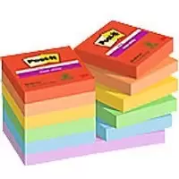 Image of Post-it Super Sticky Notes 622-12SS-PLAY 47.6 x 47.6mm 90 Sheets Per Pad Blue, Green, Orange, Purple, Red, Yellow Square Plain Pack of 12