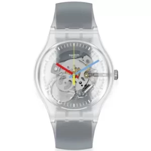 Image of Unisex Swatch Clearly Black Striped Watch