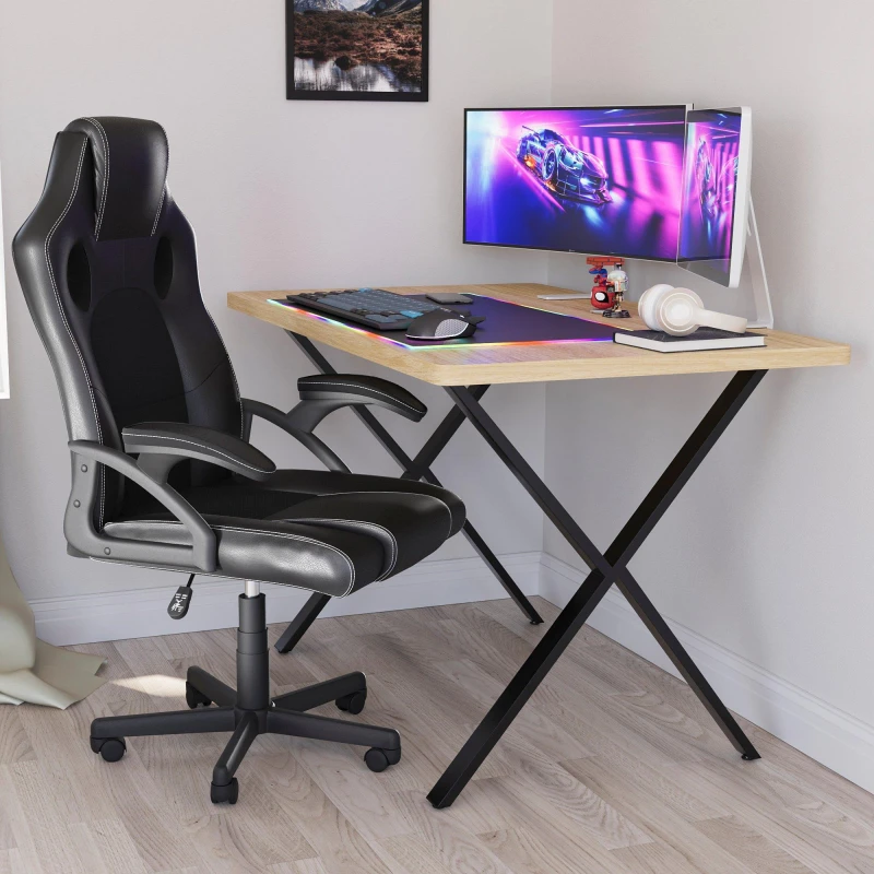 Image of Lassic Vida Designs Gaming Desk With X Shape Legs Oak unisex One Size