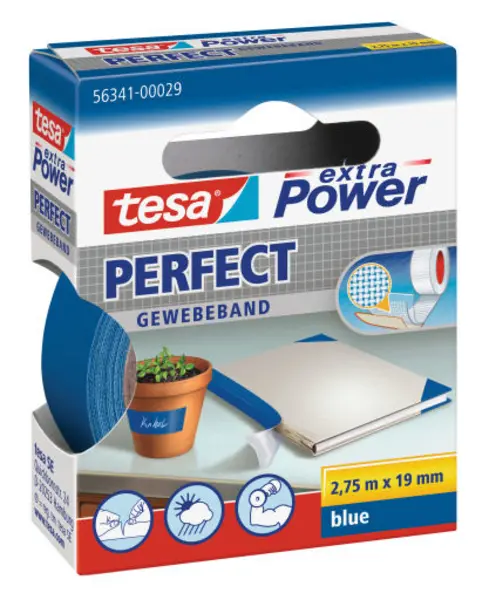 Image of tesa PERFECT 56341-00029-03 Cloth tape tesa extra Power Blue (L x W) 2.75 m x 19mm 56341-00029-03