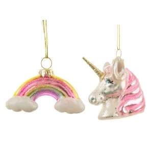 Image of Sass & Belle (Set of 2) Rainbow Unicorn Shaped Baubles