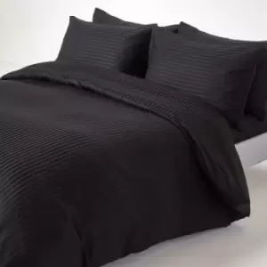 Image of Black Egyptian Cotton Duvet Cover Set 330 Thread Count, Double - Black - Black - Homescapes