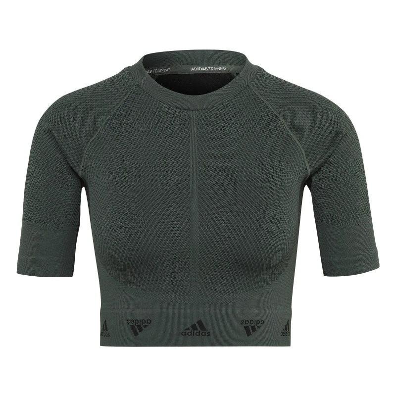 Image of adidas AEROKNIT Training T-Shirt - Green Green XS