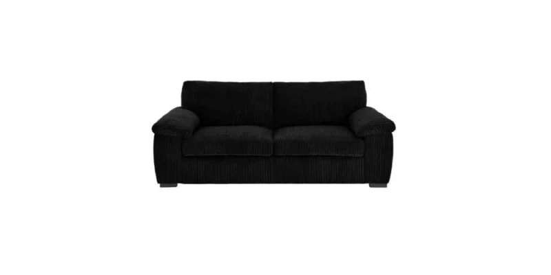 Image of LUXURY LIFE Collingdale Jumbo Cord Fabric 3 Seater Sofa Black