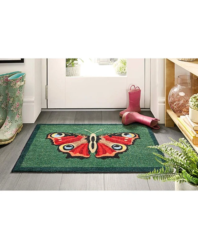 Image of My Mat Washable Nylon Butterfly Indoor Mat Multi