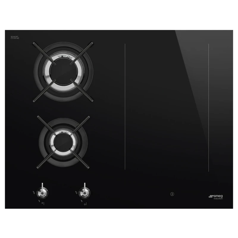 Image of Smeg PM3643D Classic 65cm Frameless Mixed Induction And Gas Hob - BLACK PM3643D
