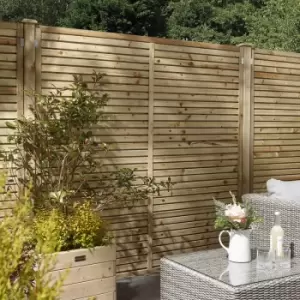 Image of Rowlinson Cheshire Contemporary Fence Panel 6' x 6' - 180cm (h) x 180cm (w) x 4cm (d) (3 Pack) in Natural Timber