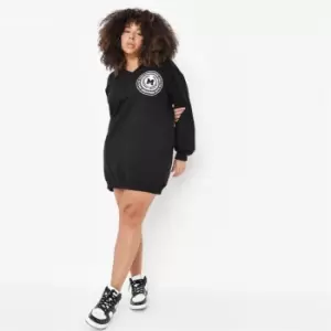 Image of Missguided Plus V Neck Graphic Sweater Dress - Black