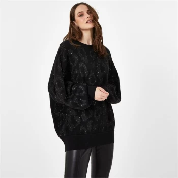Image of Biba BIBA Sequin Puff Sleeve Knitted Jumper - Black