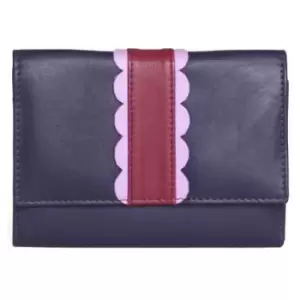 Image of Eastern Counties Leather Womens/Ladies Melanie Purse With Scalloped Detail Panel (One Size) (Purple/Pink)