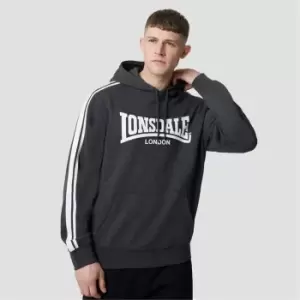 Image of Lonsdale Stripe Jersey Hoodie - Black