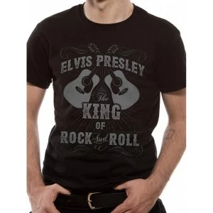 Image of Elvis Presley - King Of Rock N Roll Unisex Small T-Shirt - Black