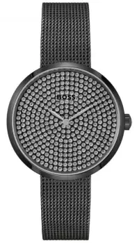Image of BOSS 1502658 Womens Praise Black Crystal Set Dial Black Watch