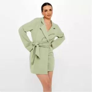 Image of Missguided Jersey Oversized Belted Blazer Dress - Green