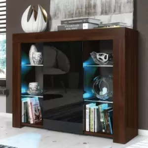 Image of Modern Sideboard Display Cabinet Cupboard tv Stand Living Room High Gloss Doors - Walnut & Black - Walnut & Black