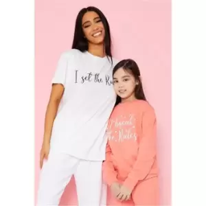 Image of I Saw It First Coral I Break The Rules Girls Slogan Sweatshirt - Pink