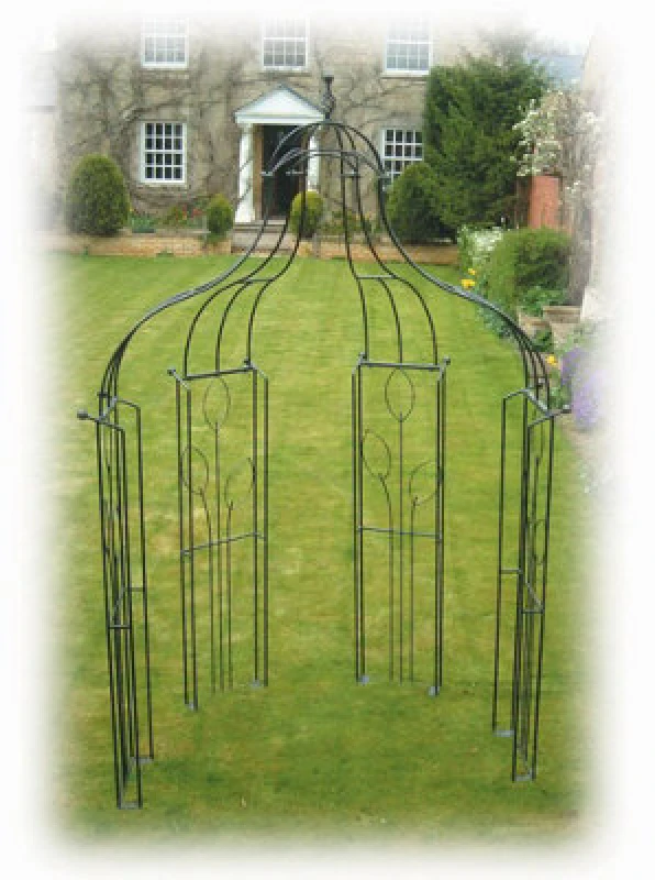 Image of Poppy Forge Flower Bower (Inc Ground Spikes) Garden Gazebo - Solid Steel - L89 X W177.7 X H304.8cm - Black