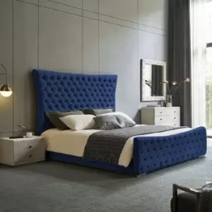 Image of Plexa Upholstered Beds - Plush Velvet, Small Double Size Frame, Blue - Blue