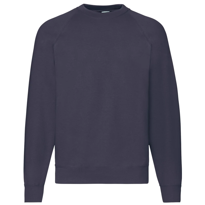 Image of Fruit Of The Loom Fruit of the Loom Men Classic 80 20 Raglan Sweatshirt in Mid Navy Size: Small Mid Navy S Male 5063470709045