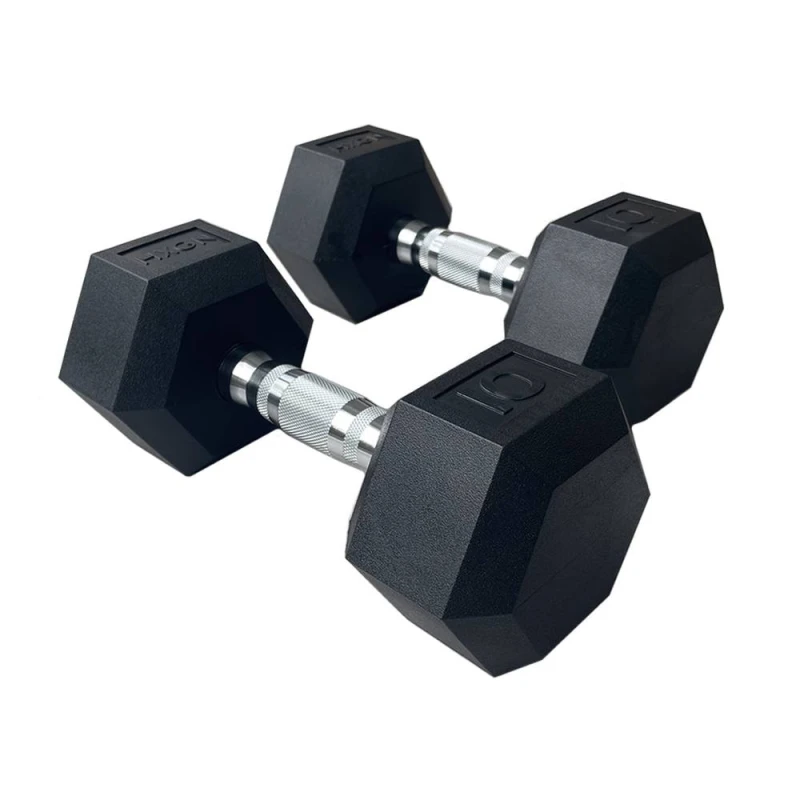 Image of HXGN 2 x 10KG Pro Hex Dumbbells (Pair) in Black Unisex 10kg