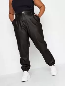 Image of Yours Coated Cargo Trouser. Black, Size 16, Women