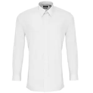 Image of Premier Mens Long Sleeve Fitted Poplin Work Shirt (15.5) (White)