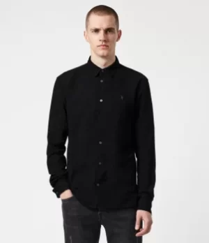Image of AllSaints Mens Petrel Shirt, Black/White, Size: S