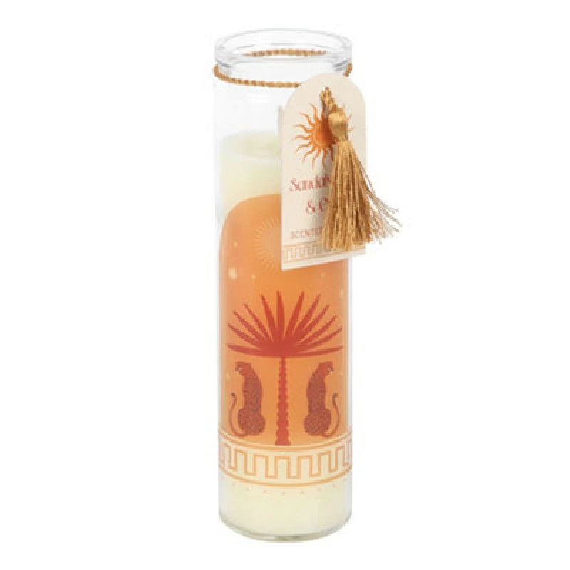Image of Something Different Something Different Sandalwood & Oud Leopard Palm Tube Candle in White White One Size Unisex 5063750774381