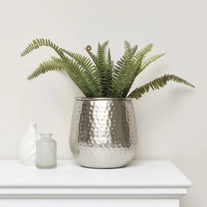 Image of Melody Maison Silver Hammered Metal Planter Silver