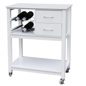 Image of Premier Housewares Premier Houseware 2-Drawer White Veneer Kitchen Trolley