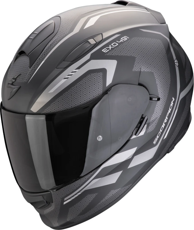 Image of Scorpion EXO-491 Kripta Matt Black-Silver Full Face Helmet Size XL