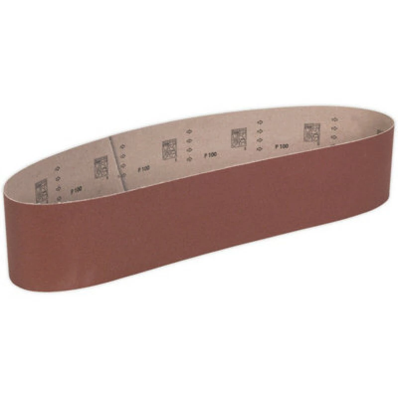 Image of Loops PREMIUM 100mm x 1220mm Sanding Belt - 100 Grit Aluminium Oxide Cloth Backed Loop Multi
