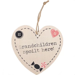 Image of Grandchildren Spoilt Here Hanging Heart Sign