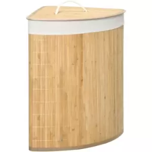 Image of 55L Bamboo Corner Laundry Hamper Bamboo Laundry Natural wood finish - Natural wood finish - Homcom