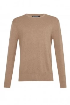 Image of Mens French Connection Portrait Wool Crew Neck Jumper Camel