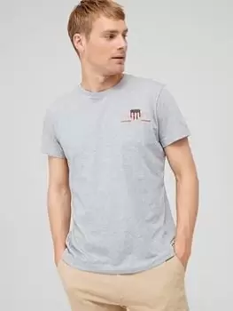 Image of GANT Archive Shield Embroidered Short Sleeve T-Shirt - Grey, Size 3XL, Men