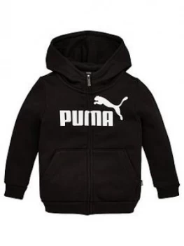 Image of Puma Essentials Girls Zip Front Hoodie - Black