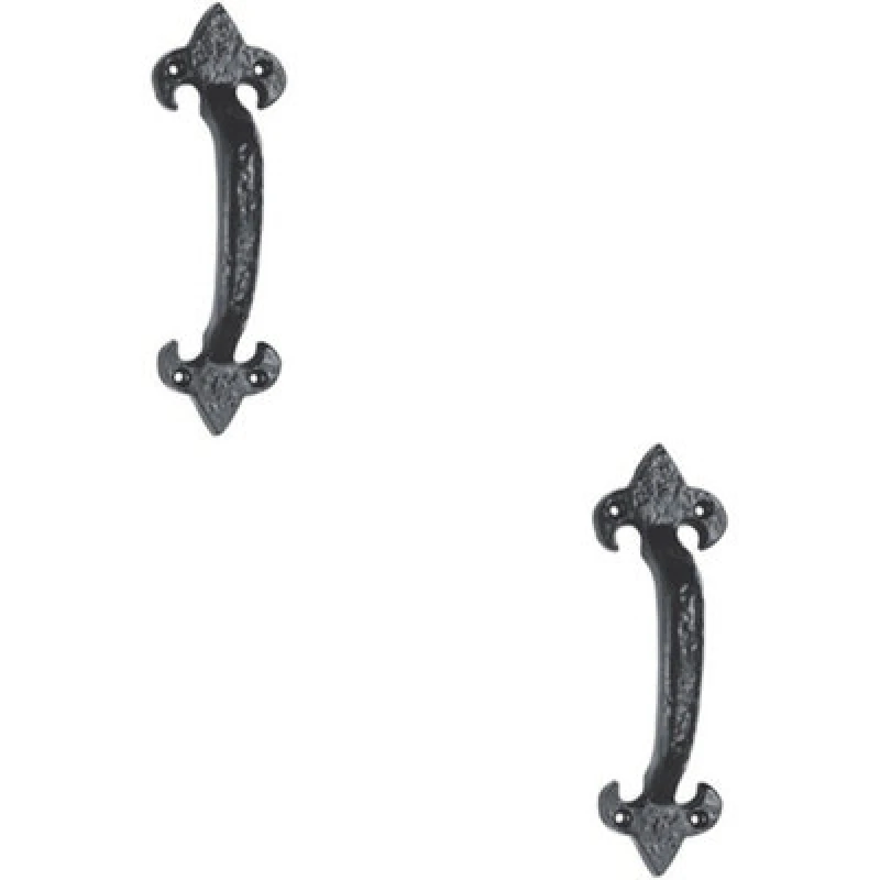 Image of Loops 2x Traditional Forged Iron Pull Handle 180 x 52mm Black Antique Door Handle Black unisex